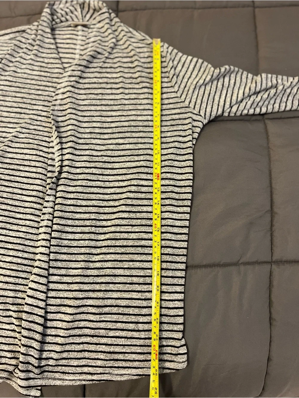 Chico's Zenergy Striped Open Front Cardigan‎ Draped Wrap Sweater Size 1 US 8/10